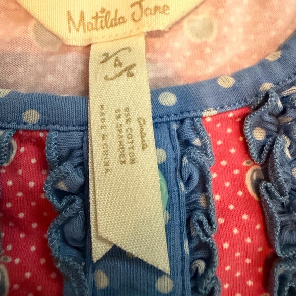 Matilda Jane Vault Honeycrisp Lap Dress Sz 4 Red Blue Apples - Picture 3 of 6